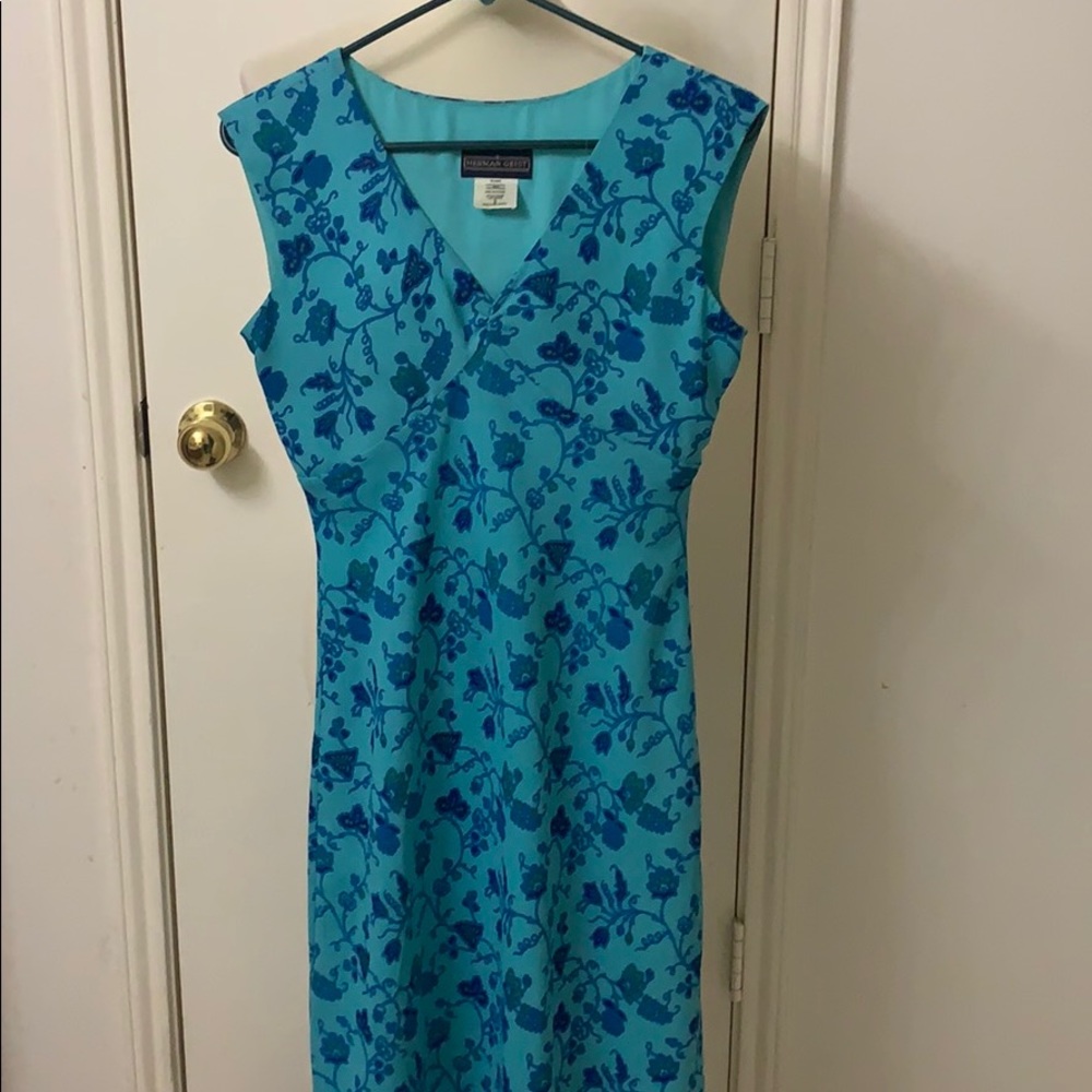 Vintage HERMAN GEIST dress blue floral Size 2